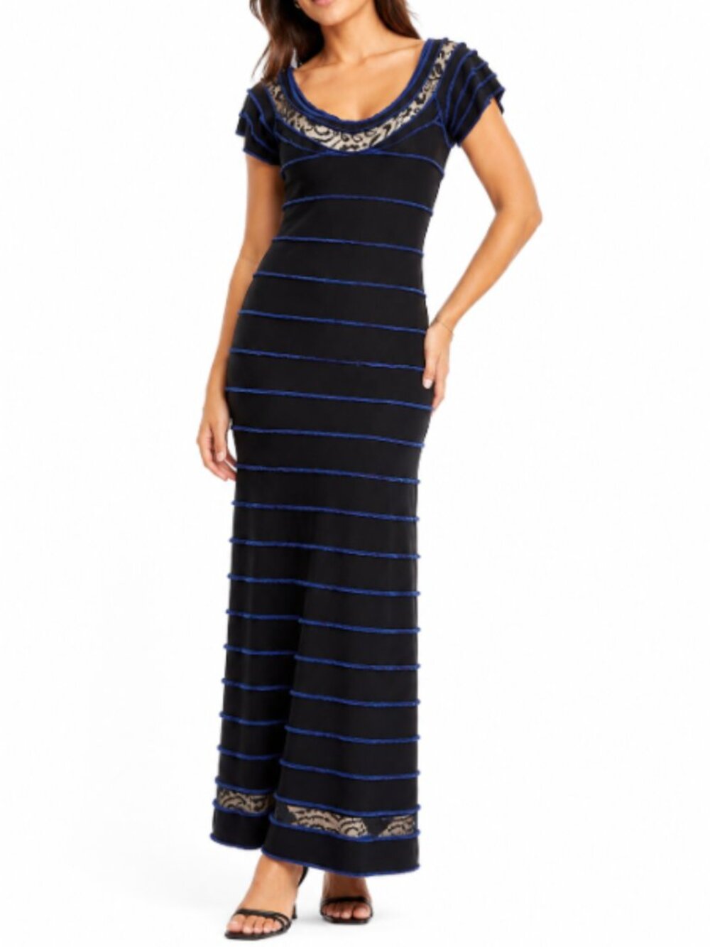 Selma Karaca Avant-Garde Black Blue Maxi Dress Sz S Whimsigoth Y2K One-of-a-Kind
